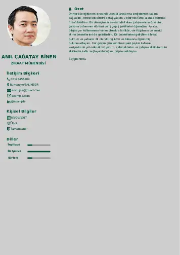 Ziraat Mühendisi Cv Örnekleri cv indir